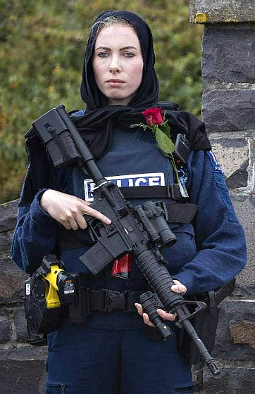 Hijabi cop stands guard in Christchurch