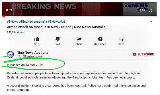 Premature report by Australia's Nine News