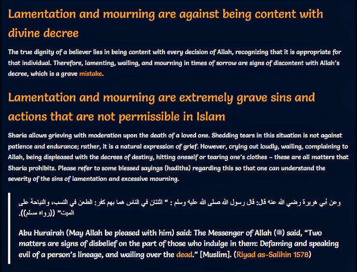 Sharia on grieving and mourning