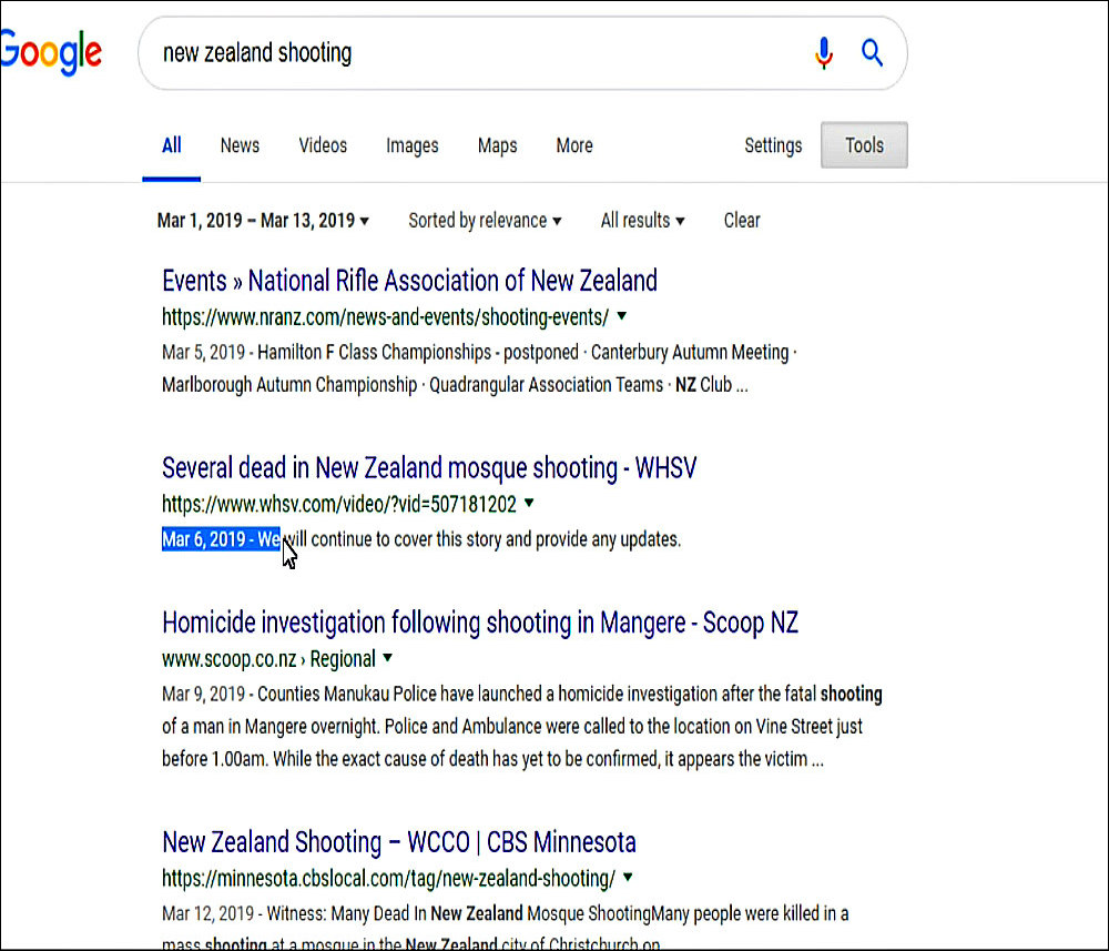 Screenshot of Google search results